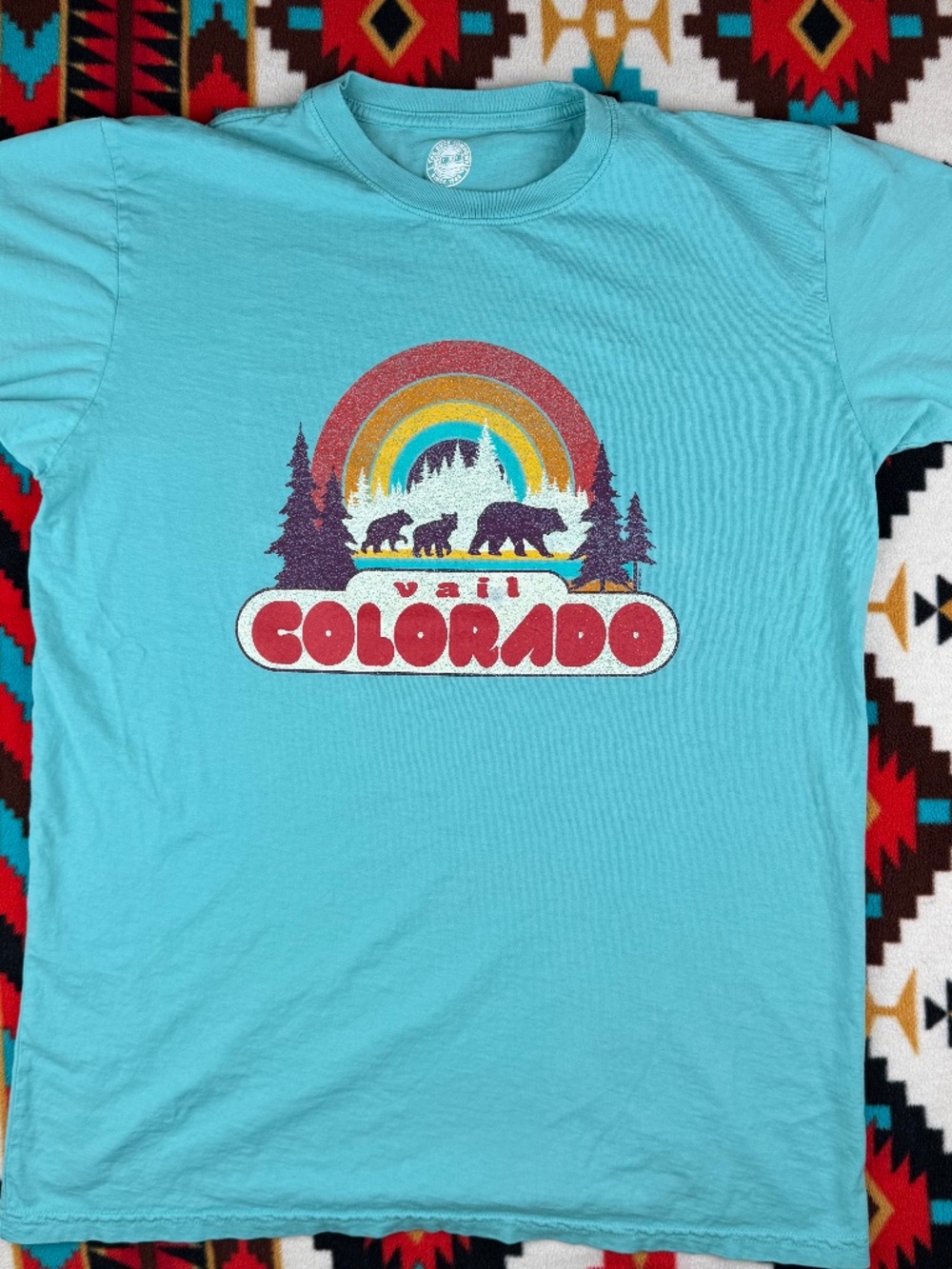 Vail Colorado Bears Rainbow Graphic T Shirt The Duck Company Mountain Tee M